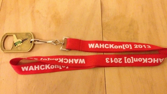 The WHACKon lanyard and badge